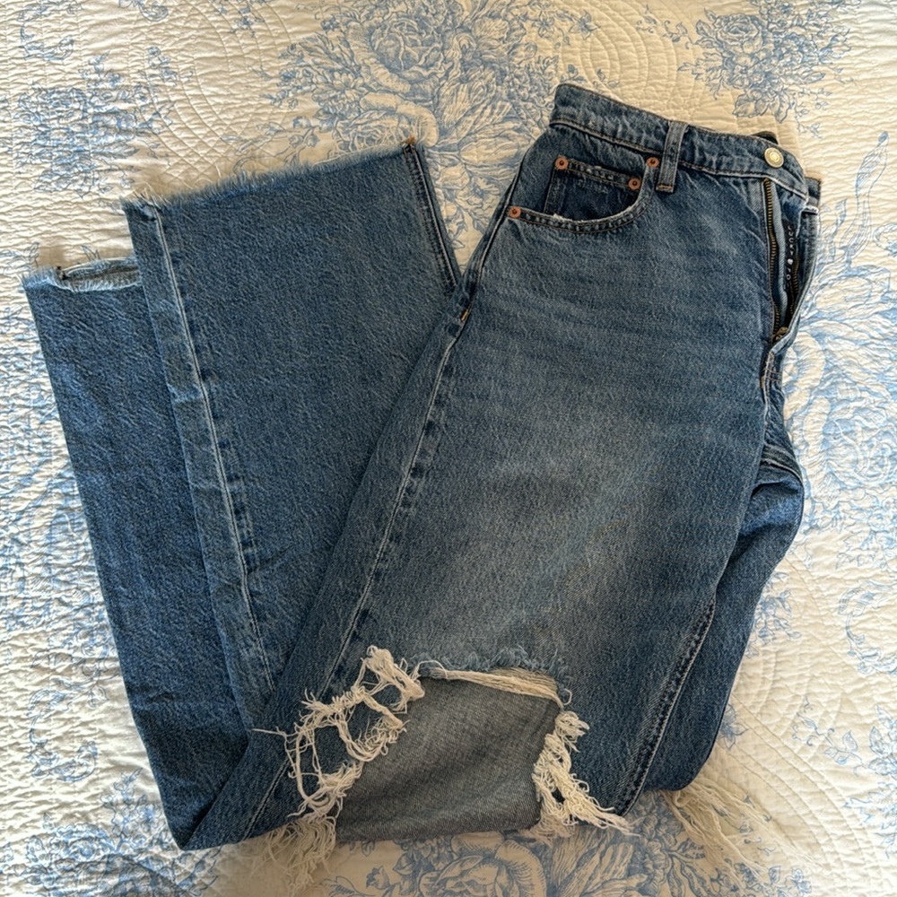 Lucky Brand Distressed Wide Leg Jeans